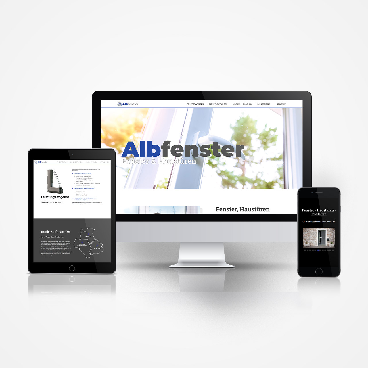 Albfenster Website Mockup auf verschiedenen Geräten
